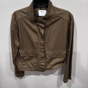 Old Navy Women Cropped Twill Utility Jacket Olive green SZ: Medium